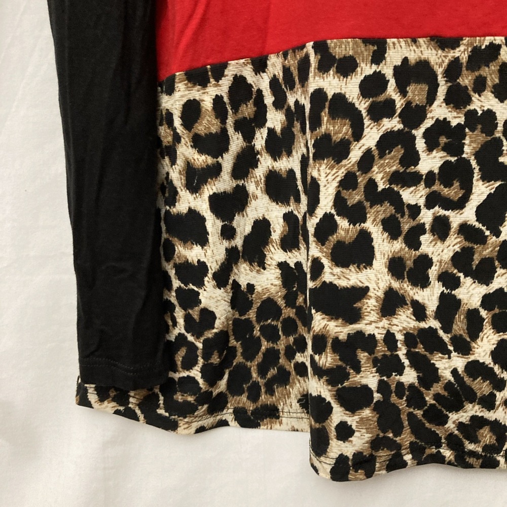 NWT Hemish USA Black, Red & Lepard Long Sleeve Top w/Sequin Pocket - SZ 1XL - Picture 6 of 12
